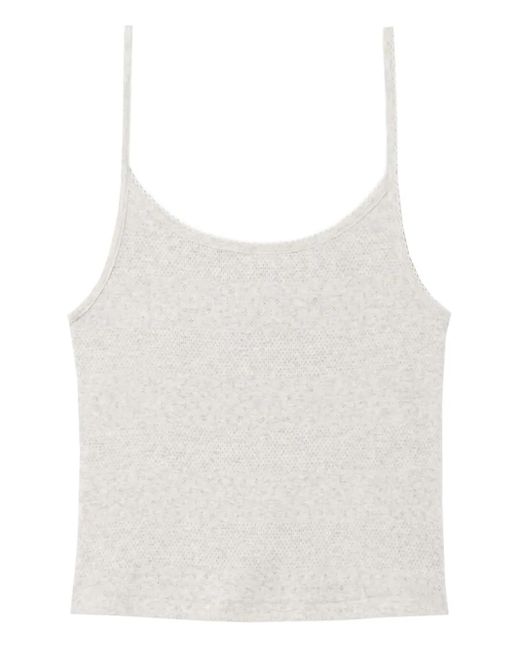 Re/done White Pointelle Spaghetti-Strap Top