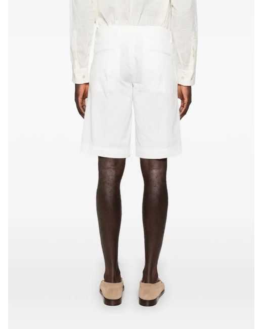Entre Amis White Danubio Belt-Loop Shorts for men