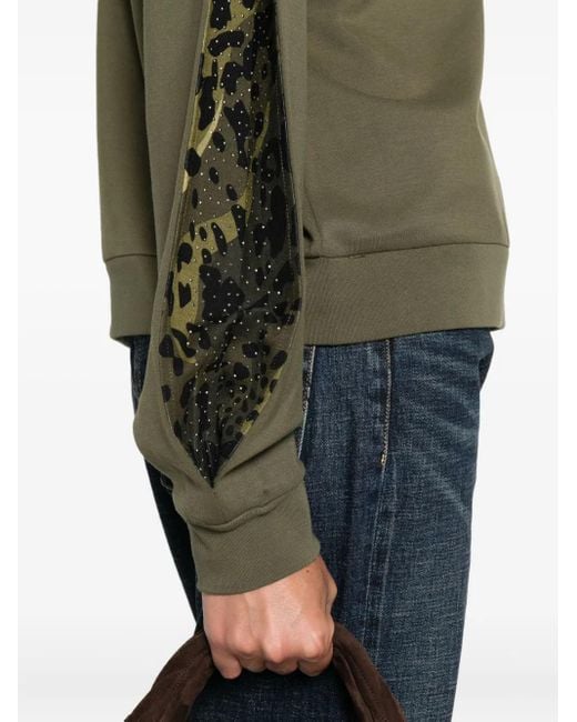 Liu Jo Green Leopard-Print Embellished Jumper