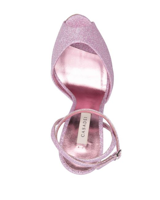 Sandales Flora Jolly 140 mm satiné Casadei en coloris Pink