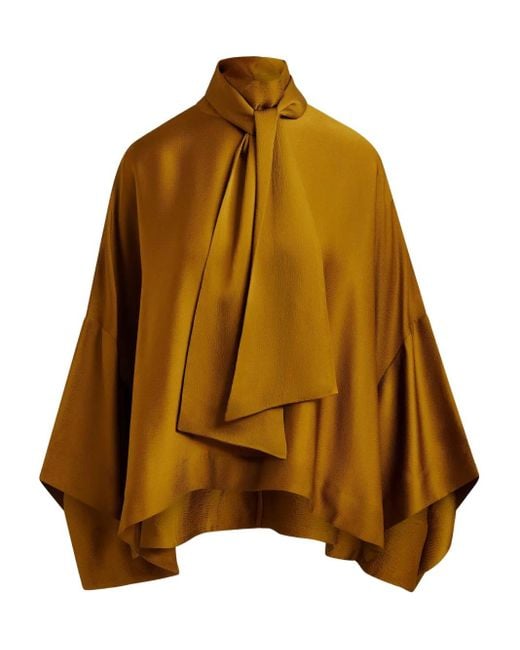 Essentiel Antwerp Brown Tie-Neck Blouse