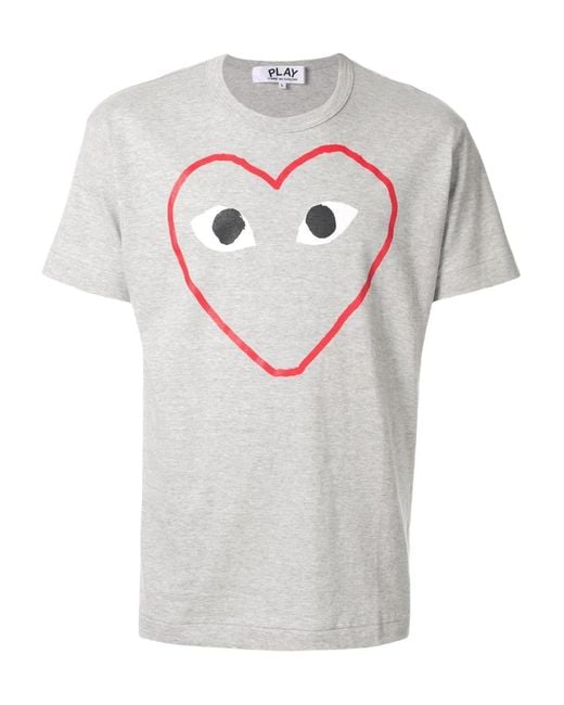 COMME DES GARÇONS PLAY Gray Play Heart-Print T-Shirt