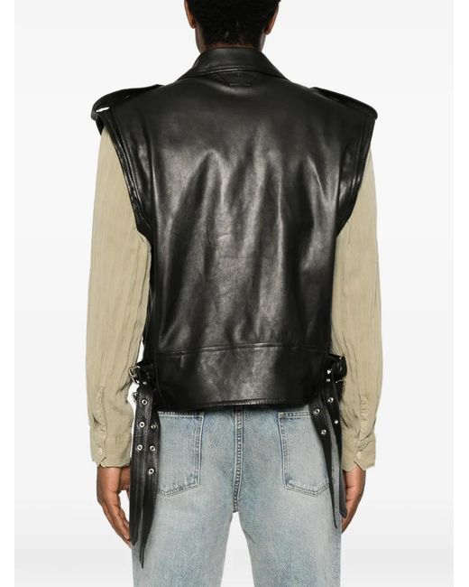 Salvatore Santoro Black Veste De Moto En Cuir for men