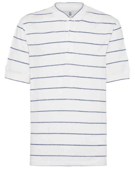 Brunello Cucinelli Gray Stripes-pattern T-shirt for men