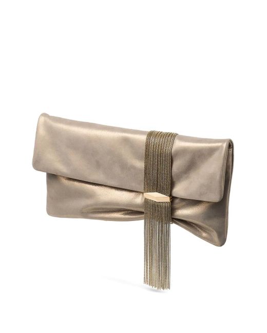 Jimmy Choo Natural Zandra Leather-Brass Clutch Bag
