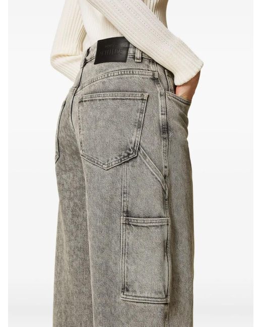 Twinset Jeans Met Logopatch En Cargo Zak in het Gray
