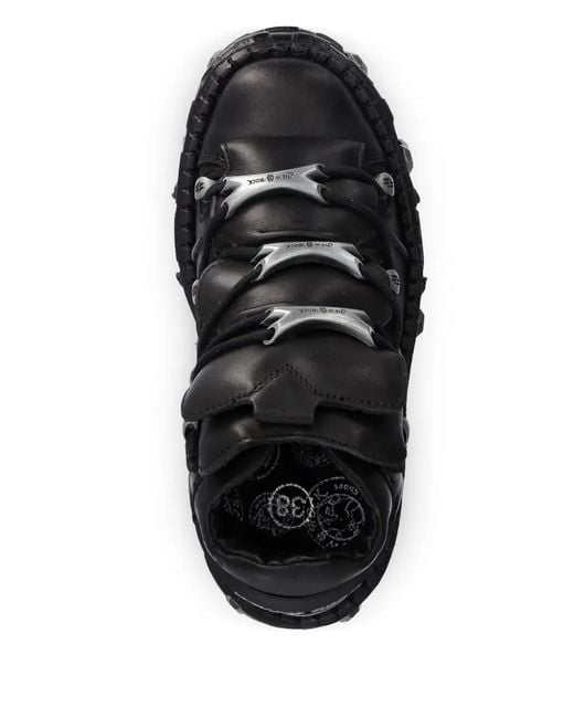 New Rock Black Studded Platform Sneakers