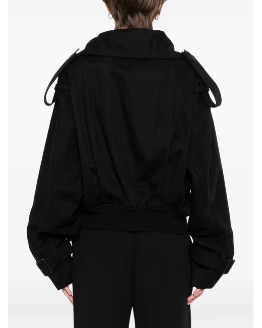 Yohji Yamamoto Black Double-Breasted Cropped Jacket