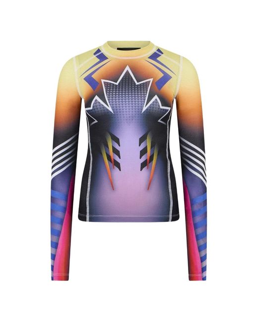 DSquared² Blue Graphic-Print Long-Sleeve T-Shirt