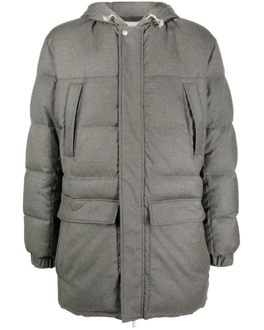 Eleventy Gray Quilted Down Parka Coat for men