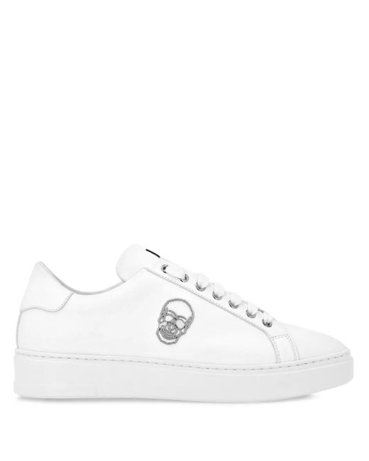 Baskets En Cuir À Lacets Philipp Plein en coloris White