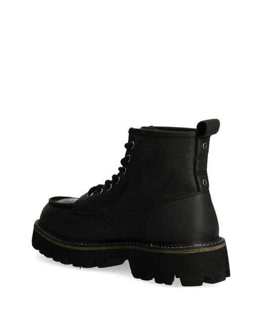 Blauer Black Leather Ankle Boots for men