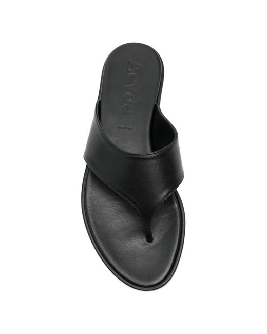 Aeyde Black Flat Sandals