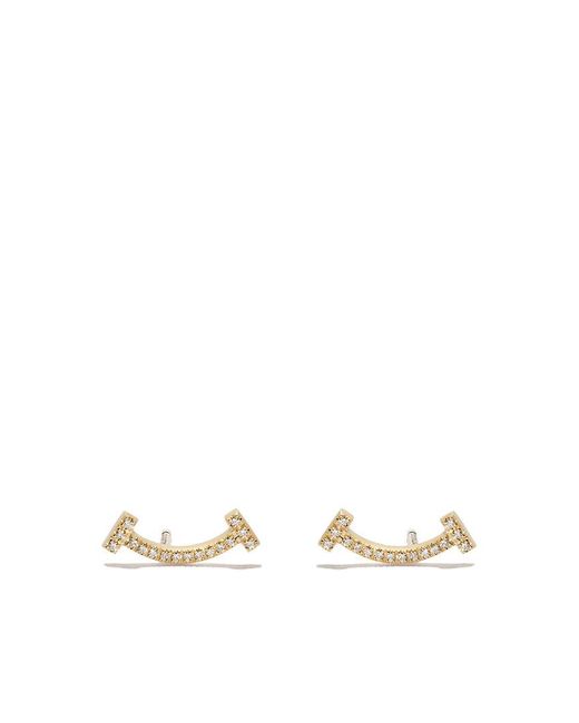 Tiffany & Co Metallic 18kt Yellow Gold Tiffany T Smile Diamond Earrings