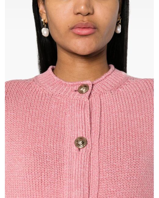 Barrie Pink Long-Sleeve Cashmere Cardigan