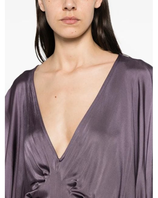 AYA MUSE Purple Luma Mazi V-Neck Maxi Dress