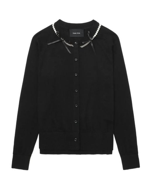Cárdigan con cadena de perlas Simone Rocha de color Black
