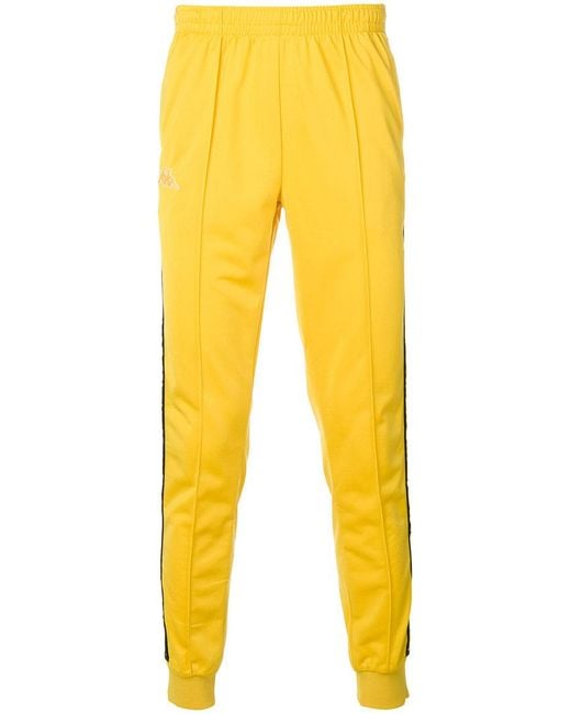 Pantalones de chándal con franja lateral Kappa de hombre de color Yellow