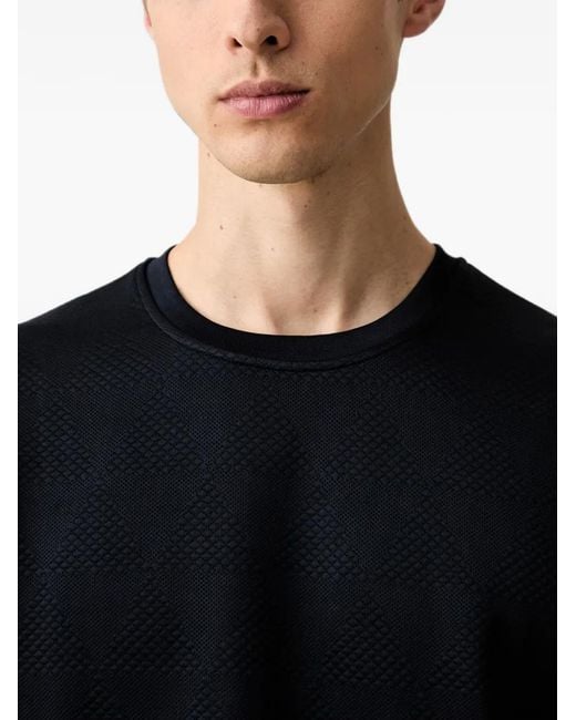 Guess Black Quilted Crew-Neck Sweater for men