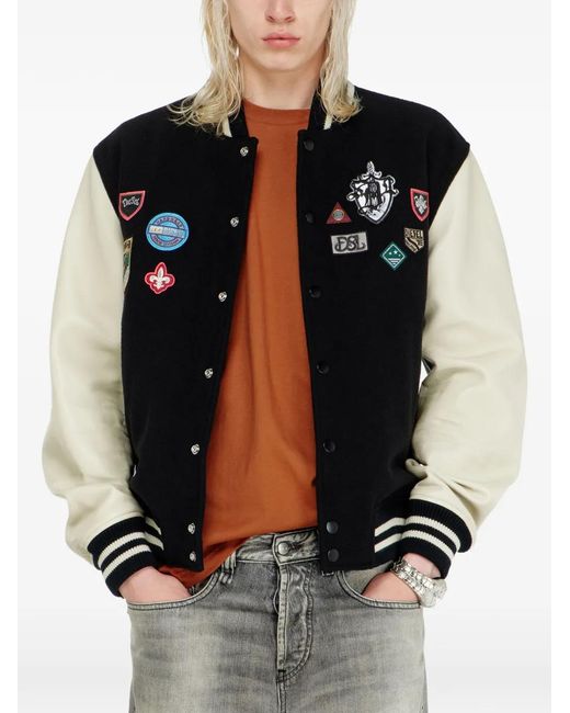 DIESEL Black Veste En Cuir À Patch L-Arry-Patch for men