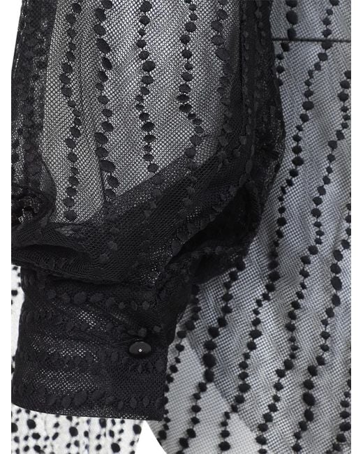 Alberta Ferretti Gray Embroidered Mesh Top