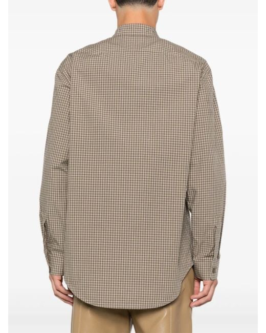 Nanushka Brown Checked Flap-Pocket Shirt for men
