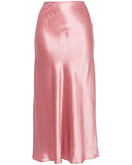 Reformation Pink Layla Silk Skirt