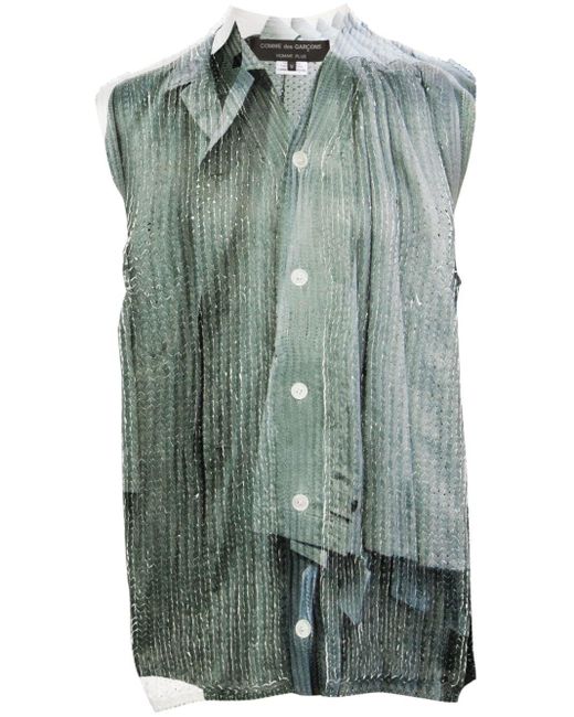 Comme des Garçons Green Abstract Buttoned Vest for men