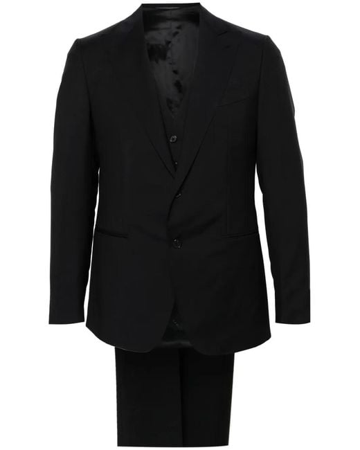 Caruso Black Single-Breasted Suit for men