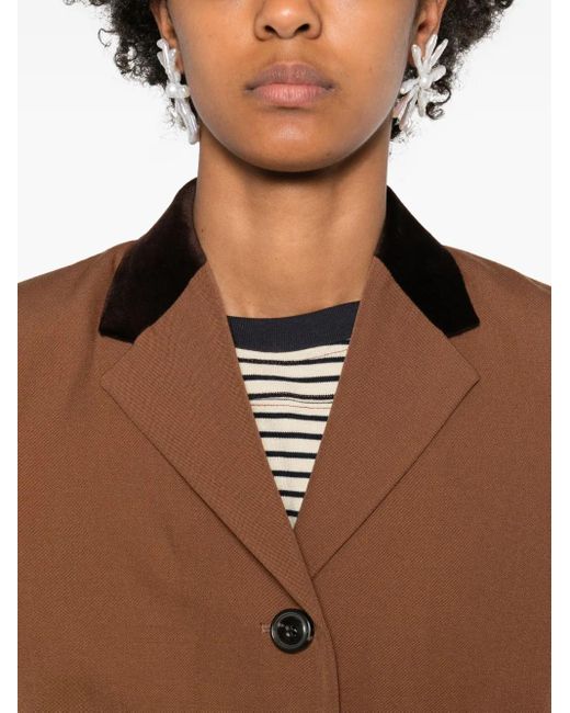 Blazer Con Cuello De Terciopelo Marni de color Brown