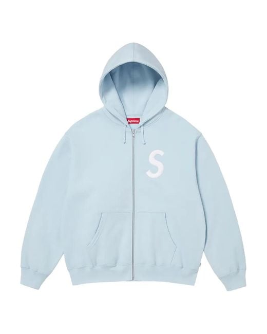 Supreme S Logo Zip-Up Hoodie in Blue for Men | Lyst UK