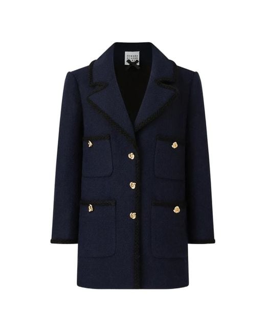 Edward Achour Paris Blue Tone Button Braided Jacket