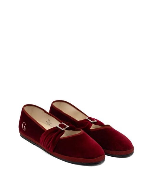 Gondolina Red Fenice Bow-Style Ballet Flats