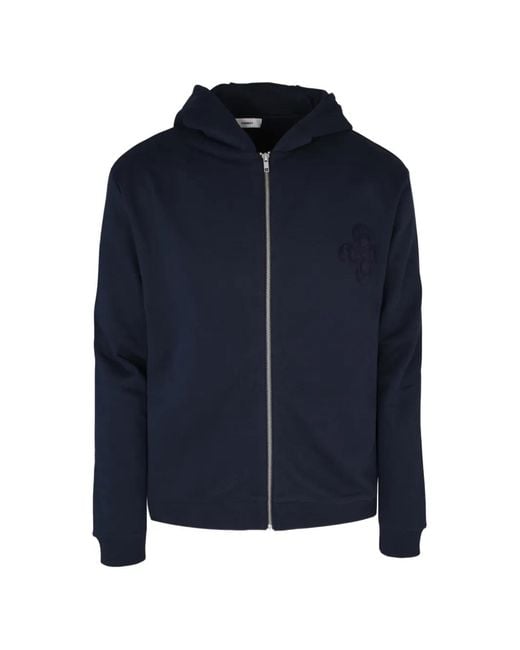 Commas Blue Embroidered Zip-Up Hoodie for men