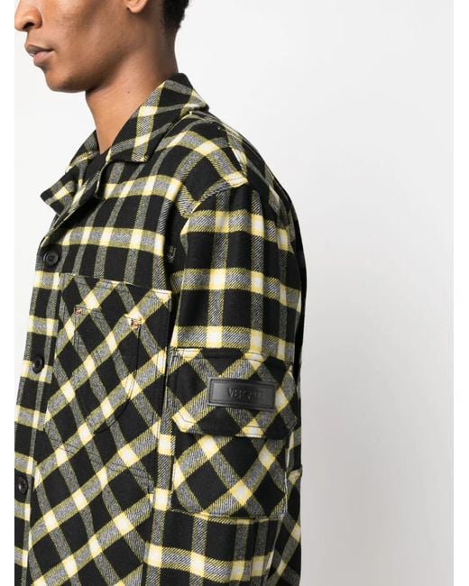 Versace Black Button-Down Checked Shirt Jacket for men