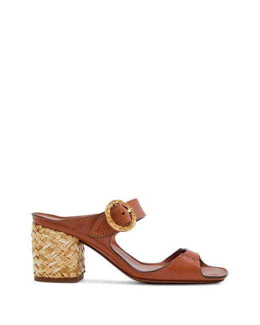Zimmermann Brown Solena Buckle-Fastening Woven-Heel Sandals