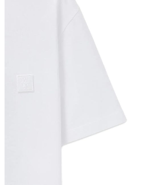 Wooyoungmi White Floral-Print Logo-Patch T-Shirt for men