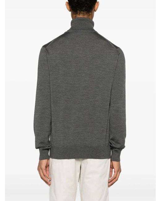 Dolce & Gabbana Gray Logo-Appliqué Wool Jumper for men