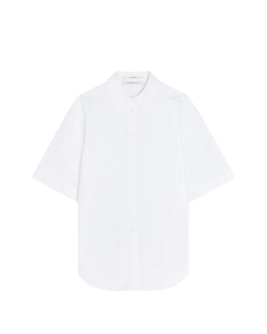 Another Tomorrow White Short-Sleeve Button-Down Shirt