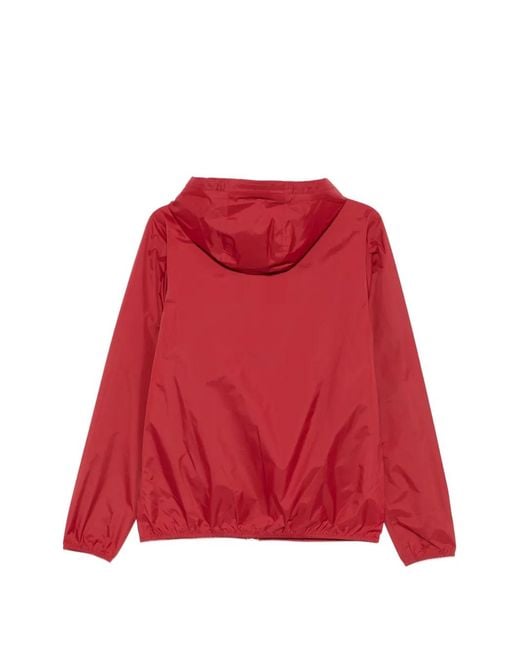 K-Way Red Logo-Patch Hooded Jacket for men