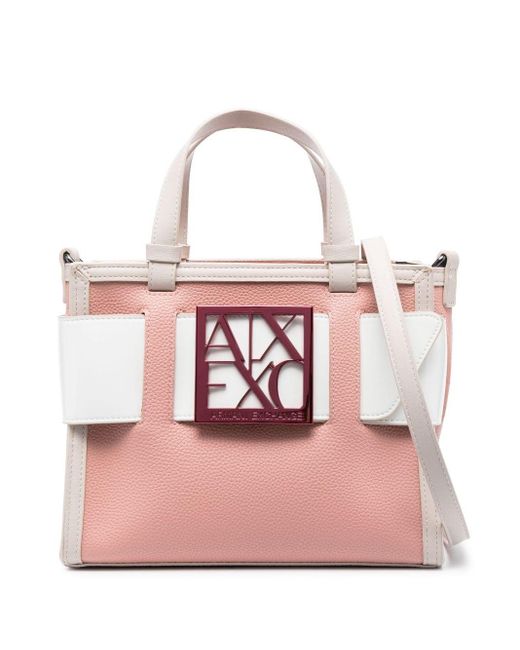 Small logo-patch tote bag di Armani Exchange in Pink