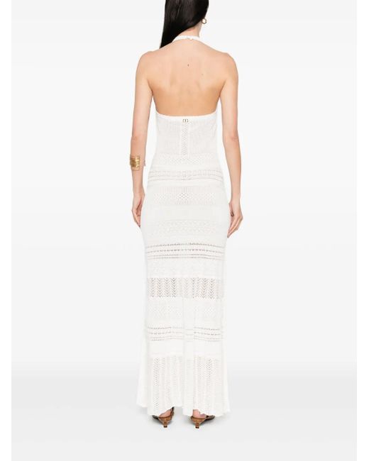Twinset Gebreide Maxi-Jurk in het White