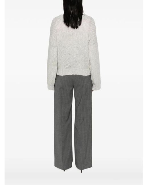 EMERSON RENALDI Gray Chunky-Knit Crew-Neck Sweater