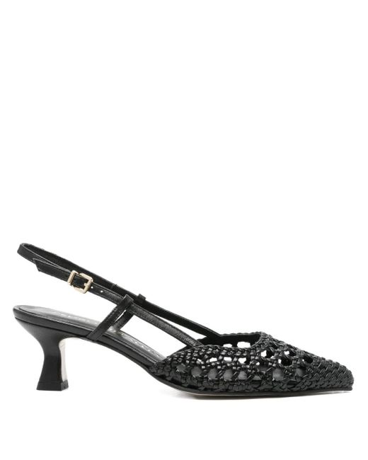 Pedro Miralles Black 60Mm Mantua Woven Slingback Pumps