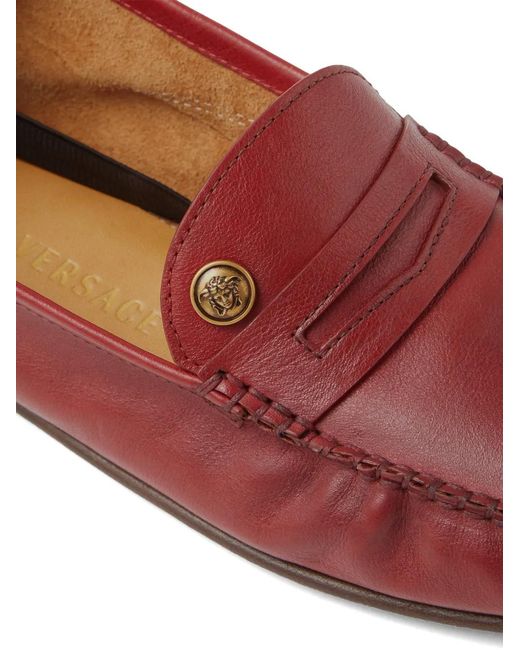 Versace Red Guanto Leather Guanto Leather Moccasins