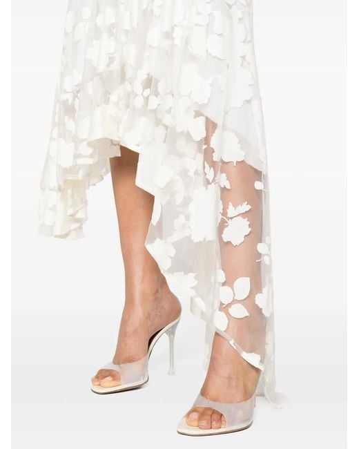 Philosophy Di Lorenzo Serafini White Floral-Appliqué Asymmetric Maxi Dress