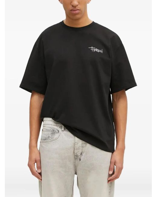Fiorucci Black Slogan-Print T-Shirt for men