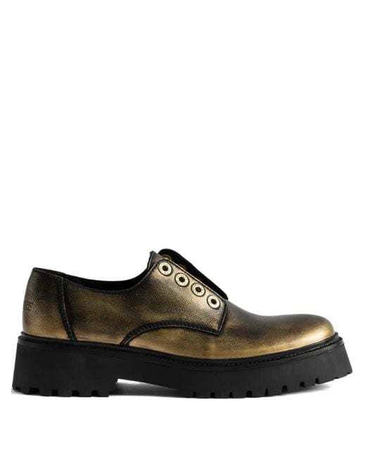 Zadig & Voltaire Brown Eyeleted Platform Derby Shoes