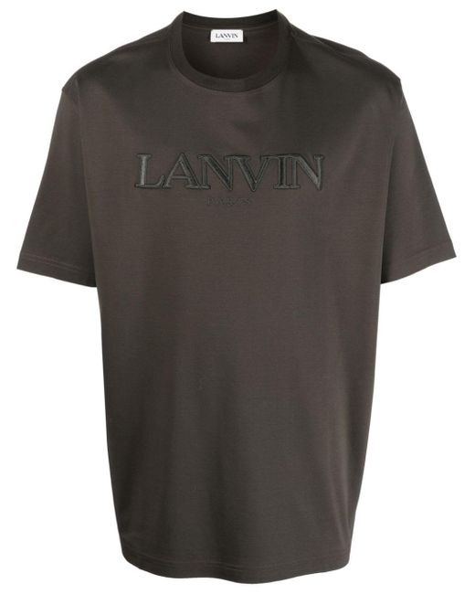 Lanvin T-shirt Met Geborduurd Logo in het Black voor heren