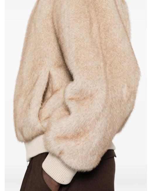 P.A.R.O.S.H. Natural Faux-Fur Bomber Jacket